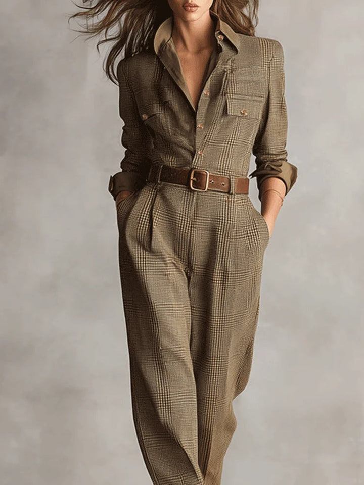Corenne - Elegant Plaid Jumpsuit